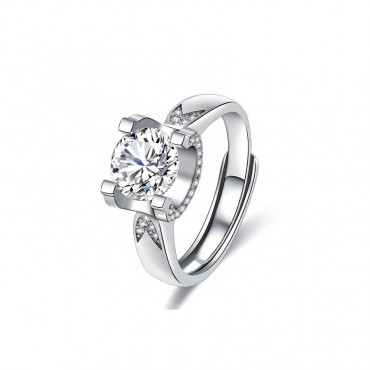 Fine Jewelry Fashion Design 925 Sterling Silver Moissanite Jewelry Adjustable  Engagement 1 Carat Ring For Women