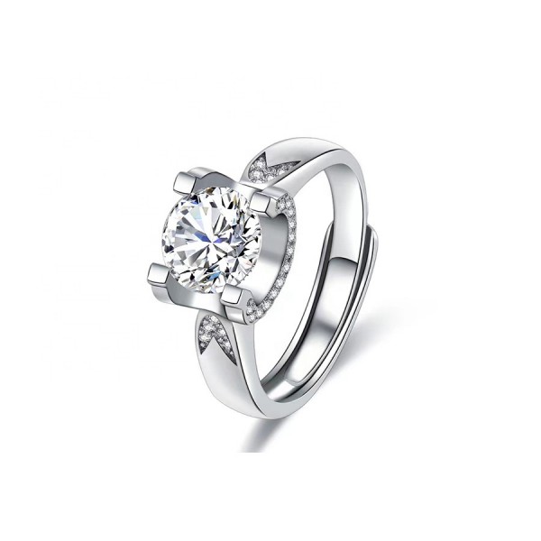 Fine Jewelry Fashion Design 925 Sterling Silver Moissanite Jewelry Adjustable  Engagement 1 Carat Ring For Women