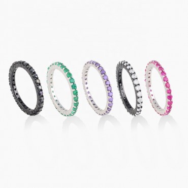 Fashion Luxury Sparkling Blue Cubic Zirconia Ring 925 Sterling Silver Classic Stackable Finger Rings For Women Statement Jewelry