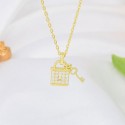 Vintage Customized Gold Necklace Cz Lock Key Pendant Necklace 925 Sterling Silver Necklace For Women Girls fashionJewelry
