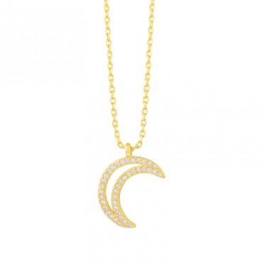  Jewelry Women Fashion Moon Pendant Necklace 925 Sterling Silver Tusk Upside Down Crescent Moon Necklace