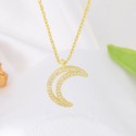  Jewelry Women Fashion Moon Pendant Necklace 925 Sterling Silver Tusk Upside Down Crescent Moon Necklace