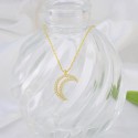  Jewelry Women Fashion Moon Pendant Necklace 925 Sterling Silver Tusk Upside Down Crescent Moon Necklace