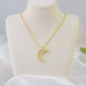  Jewelry Women Fashion Moon Pendant Necklace 925 Sterling Silver Tusk Upside Down Crescent Moon Necklace