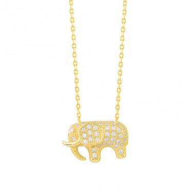 Trend Crystal Gold-plated inlaid zircon Animal Elephant 925 sterling silver Necklace Exquisite Jewelry Necklace