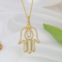 Hip Hop Hamsa Hand Iced Out Gold Plated 925 sterling silver Pendant Necklace For Men Women