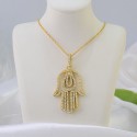 Hip Hop Hamsa Hand Iced Out Gold Plated 925 sterling silver Pendant Necklace For Men Women