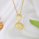 Anniversary Gift 925 sterling silver Women 18k Gold Plated Flower Jewelry Cubic Zirconia Sunflower Necklace