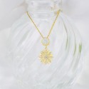 Anniversary Gift 925 sterling silver Women 18k Gold Plated Flower Jewelry Cubic Zirconia Sunflower Necklace