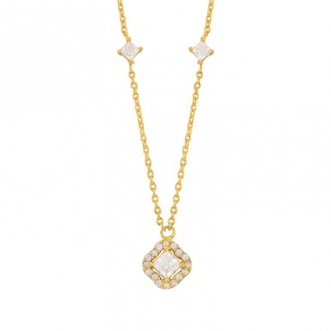 Customized Fashion Design Dainty Gold Plated With Ice Out Zircon Cross Chain S925 Sterling Silver Jewelry Necklace