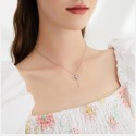 Fashion Women Jewelry Angel Wing Pink Crystal Love Heart Necklace Earring Jewelry Set Valentine's Day Gift For Women