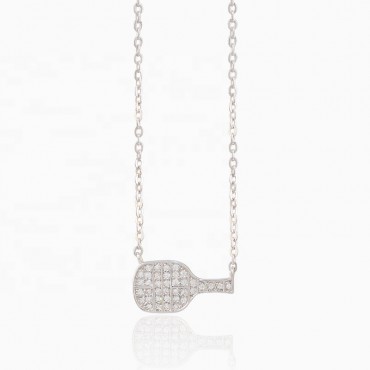 Factory Wholesale Silver Plated Ice Out Zircon Stone  Badminton Corss Chain  Custom 925 Sterling Silver Jewelry Necklace