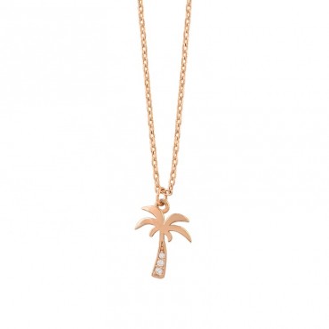 New Arrival High Quality  Rose Plated Jewelry Tropical Palm Coconut Tree Zircon Necklace 925 Sterling Silver