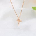 New Arrival High Quality  Rose Plated Jewelry Tropical Palm Coconut Tree Zircon Necklace 925 Sterling Silver