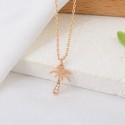 New Arrival High Quality  Rose Plated Jewelry Tropical Palm Coconut Tree Zircon Necklace 925 Sterling Silver