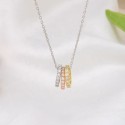 Hot Selling Fashion Style Tree Color Circle Ice Out 3A Zircon Stone Silver Jewelry Manufacturer Pendant Necklace