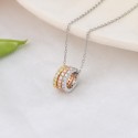 Hot Selling Fashion Style Tree Color Circle Ice Out 3A Zircon Stone Silver Jewelry Manufacturer Pendant Necklace