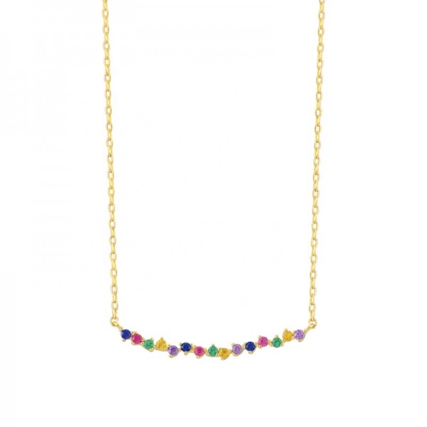 Fine Jewelry Lovely Muti-color Brilliant Rainbow  Color S925 Sterling Silver Jewelry Manufacturer  Gemstone Necklace