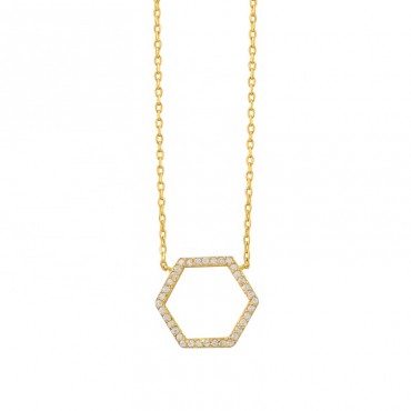 Geometry Fashion Design  High Quality Light Luxury18K Gold Plated Zircon Stone Pendant Necklace  S925 Sterling Silver Jewelry