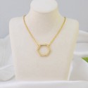 Geometry Fashion Design  High Quality Light Luxury18K Gold Plated Zircon Stone Pendant Necklace  S925 Sterling Silver Jewelry