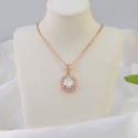 Fashion Design Ice Out Layer White 3A Round Zircon Stone Rose Gold Plated S925 Sterling Silver Pendant Necklace Jewelry