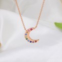 New Arrivals Colorful Stone Charming  Moon 18 K Gold Plated S925 Sterling Silver Pendant Necklace Jewelry Necklace For Women