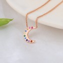 New Arrivals Colorful Stone Charming  Moon 18 K Gold Plated S925 Sterling Silver Pendant Necklace Jewelry Necklace For Women