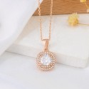Fashion Design Ice Out Layer White 3A Round Zircon Stone Rose Gold Plated S925 Sterling Silver Pendant Necklace Jewelry