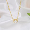 New Arrival Hot Selling Wholesale Design 18K Gold Plated Single Round Zircon Stone Pendant Necklace 925 Sterling Silver Jewelry