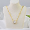 New Arrival Hot Selling Wholesale Design 18K Gold Plated Single Round Zircon Stone Pendant Necklace 925 Sterling Silver Jewelry