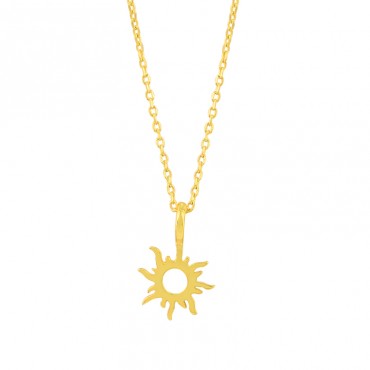 Vintage Luxury Fashion Style Sun Gold Plated S925 Sterling Silver Pendant Necklace Chains Jewelry