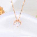 Customized Simple Style Round White Zircon Charm Gold Plated 6mm S925 Sterling Silver Necklace Jewelry