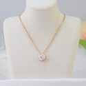 Customized Simple Style Round White Zircon Charm Gold Plated 6mm S925 Sterling Silver Necklace Jewelry