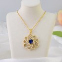 Luxury Elegant Design Yellow Gold Plated Sunflower Shape Sapphire Gemstone S925 Sterling Pendant Necklace Jewelry