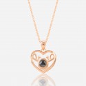 Personalized I Love You 100 Languages Heart Love Memory Pendant Rose gold Necklace For Valentine's Day Jewelry Gift