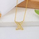 Customized Wholesale Design Elegant Ice Out Zircon Stone  Letter 18 K Gold Plated S925 Sterling Silver Pendant Necklace