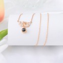 Fashion Women S925 Sterling Silver 100 Languages I Love Your Memory Zircon Swan pendant Projection Necklace