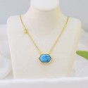 Geometry Simple Style Gold Plated Clavicle Chain Turquoise Jewelry 925 Silver Pendant Necklace Jewelry