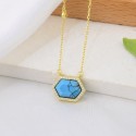 Geometry Simple Style Gold Plated Clavicle Chain Turquoise Jewelry 925 Silver Pendant Necklace Jewelry