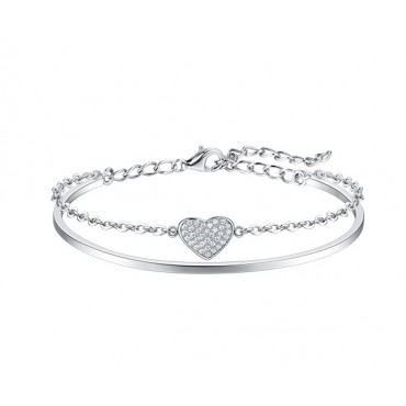 New 925 Silver Love Bracelet for Female Minority Design, Simple Double Layer Layered Personalized Bracelet