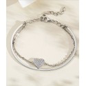 New 925 Silver Love Bracelet for Female Minority Design, Simple Double Layer Layered Personalized Bracelet