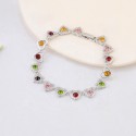 High Quality Fashion Design Stacking Heart Color Zircon Stone Round Shape  S925 Sterling Silver Bracelet Jewelry