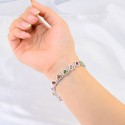 High Quality Fashion Design Stacking Heart Color Zircon Stone Round Shape  S925 Sterling Silver Bracelet Jewelry