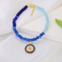 Fashion Gold Fine High Quality Color Stone Statement Eye Pendant Choker Diamond Bracelet  For Women Jewelry