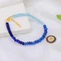 Fashion Gold Fine High Quality Color Stone Statement Eye Pendant Choker Diamond Bracelet  For Women Jewelry