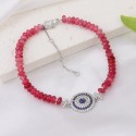 Wholesale Fancy Jewelry Design Multi Color Rose red crystal stone handmade Charms Round cake eye pendant Bracelet For Women