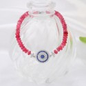 Wholesale Fancy Jewelry Design Multi Color Rose red crystal stone handmade Charms Round cake eye pendant Bracelet For Women