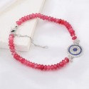 Wholesale Fancy Jewelry Design Multi Color Rose red crystal stone handmade Charms Round cake eye pendant Bracelet For Women