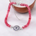 Wholesale Fancy Jewelry Design Multi Color Rose red crystal stone handmade Charms Round cake eye pendant Bracelet For Women