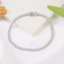 Customized  Vintage Elegant Design Bezel Setting 3A  Zircon Stone  4MM Silver Plain S925 Sterling Silver Bracelet Jewelry